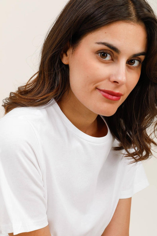 Damen-Basic-T-Shirt Kurzarm Rundhalsausschnitt - 31891: 6 Pieces: 2S 2M 2L / Weiß